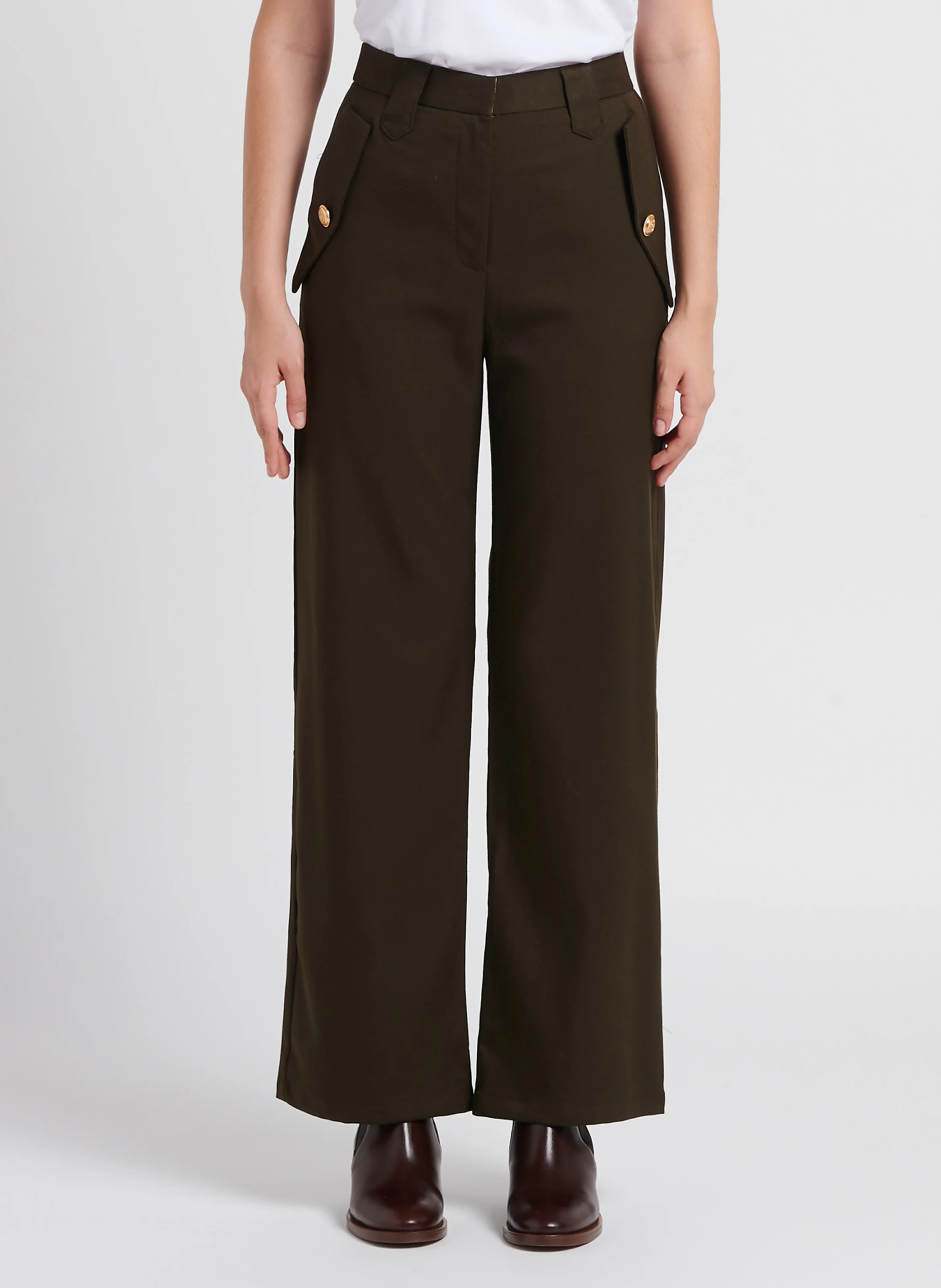 RIEL - Pantalon large fluide| Kaki