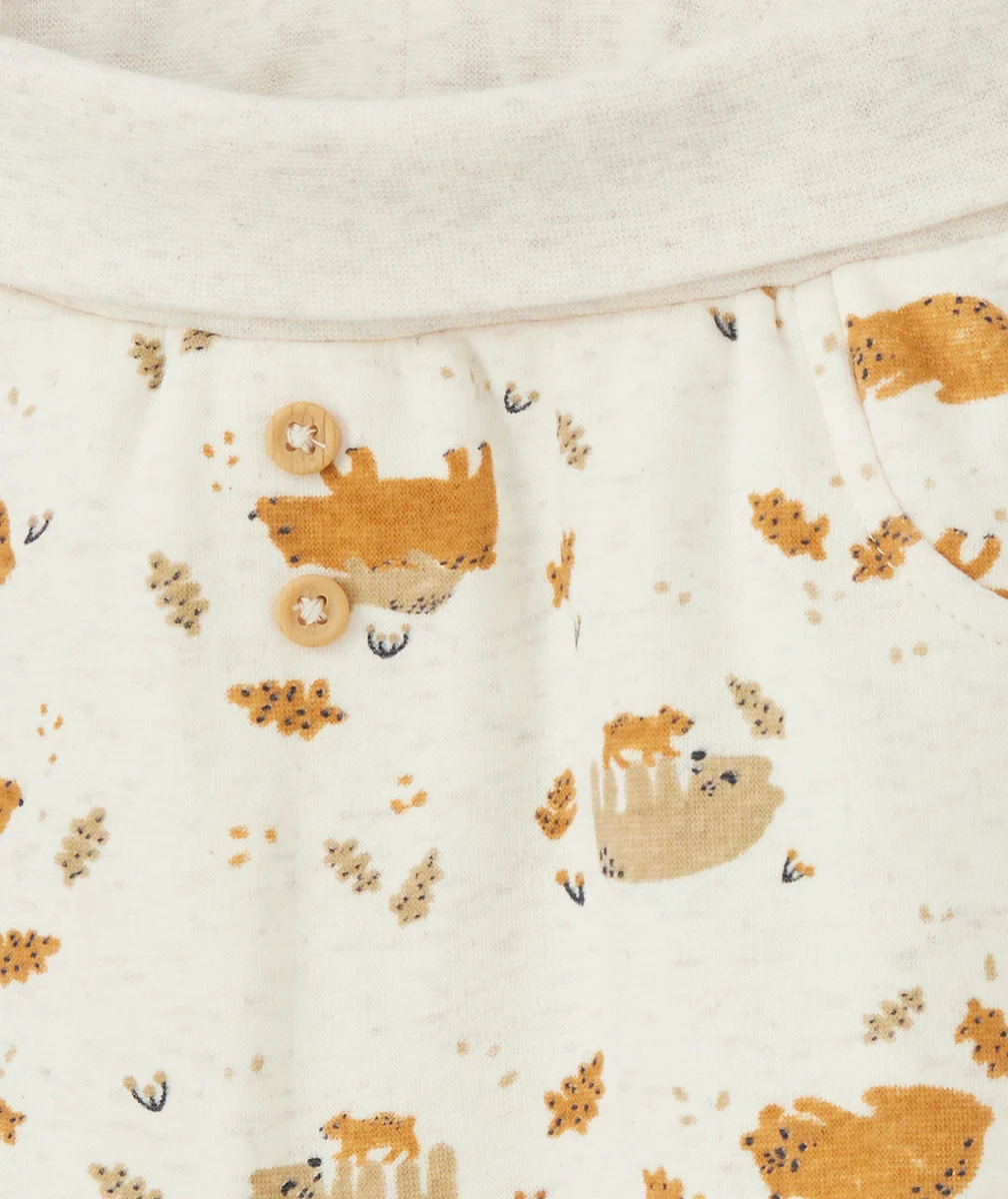 PANTALON SAROUEL ÉCRU IMPRIMÉ OURSONS BÉBÉ GARÇON