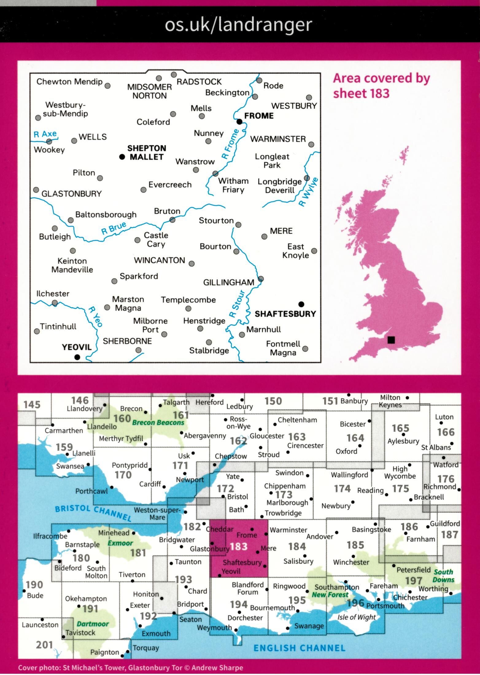 ORDNANCE SURVEY - 183 GB YEOVIL FROME 1 50 000