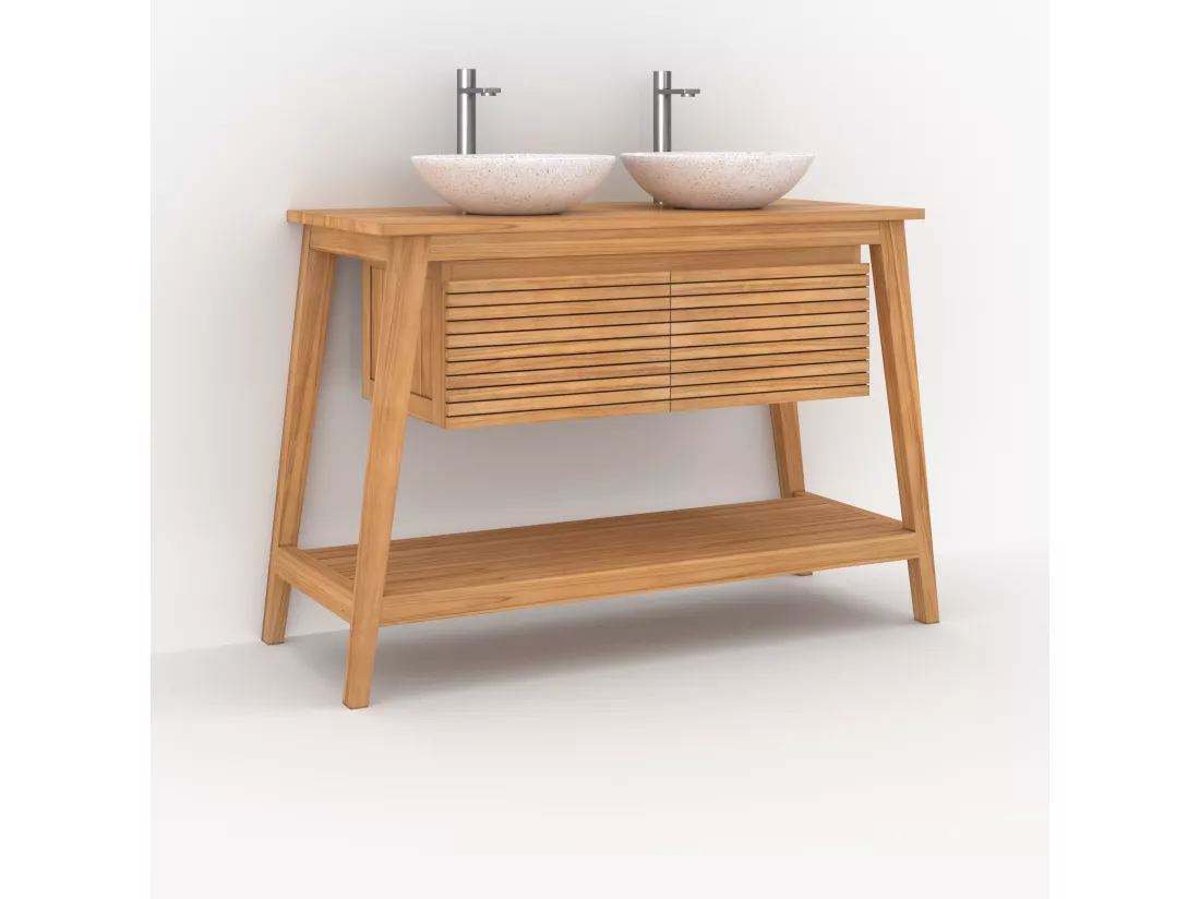 Meuble de salle de bain en bois de teck 120 cm - César