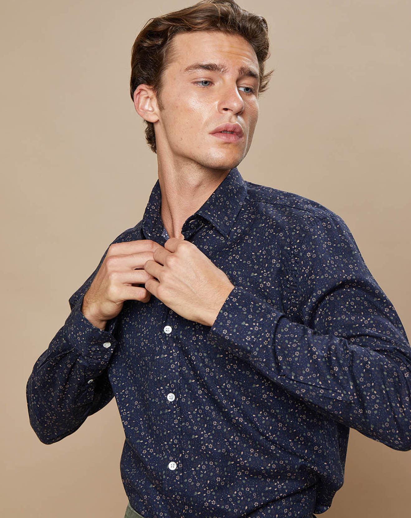Hartford Chemise Slim Sammy imprimée marine/army/khaki