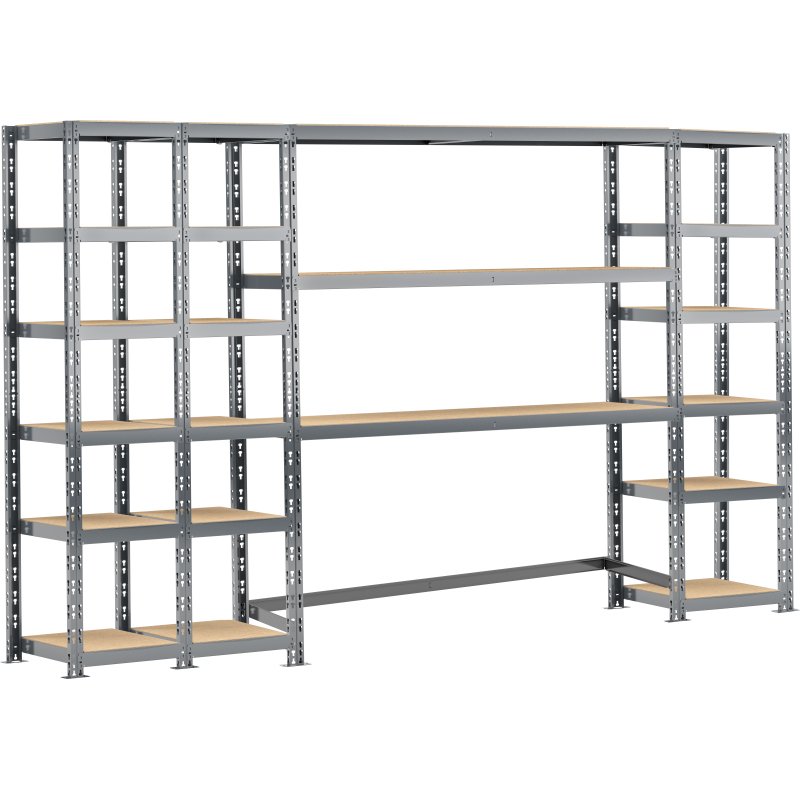 Rayonnage MODULO - Module 4 étagères - 21 plateaux
