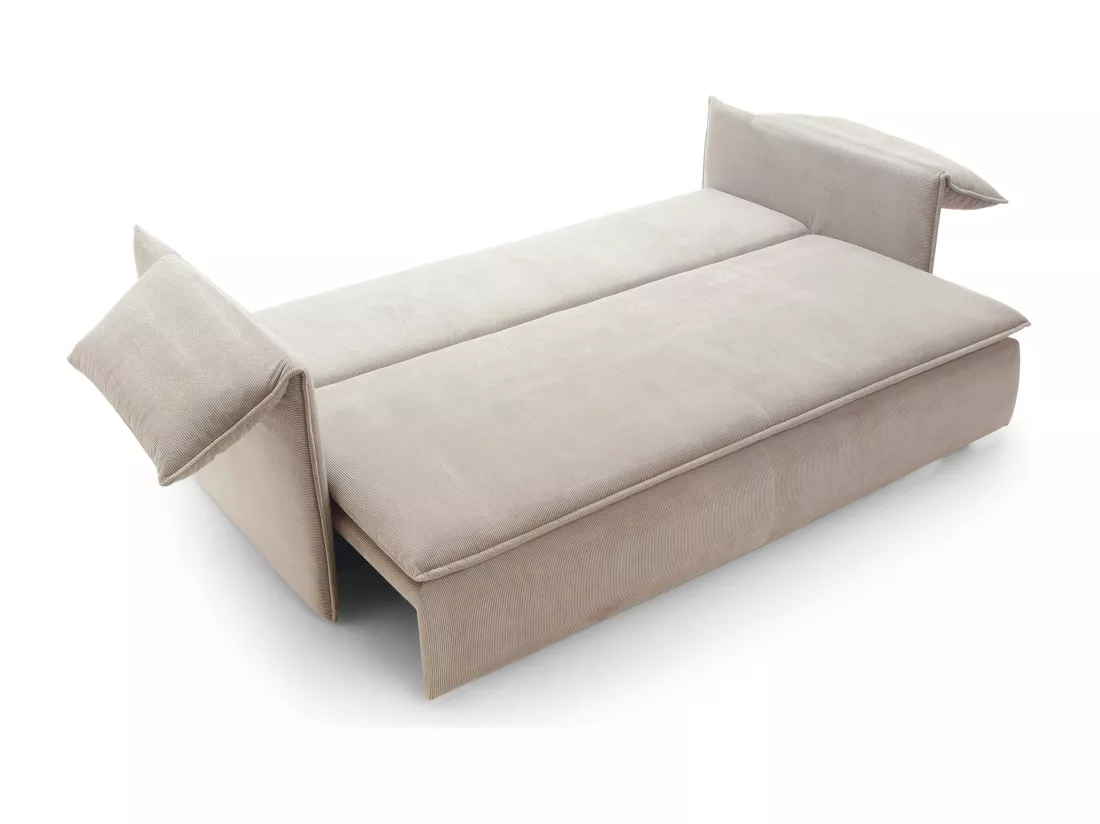 Canapé convertible 3 places en velours côtelé beige TEODORA