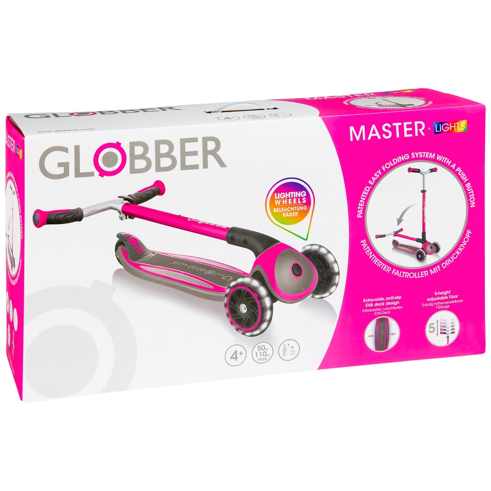 Globber MASTER LIGHTS Faltbarer Roller Pink