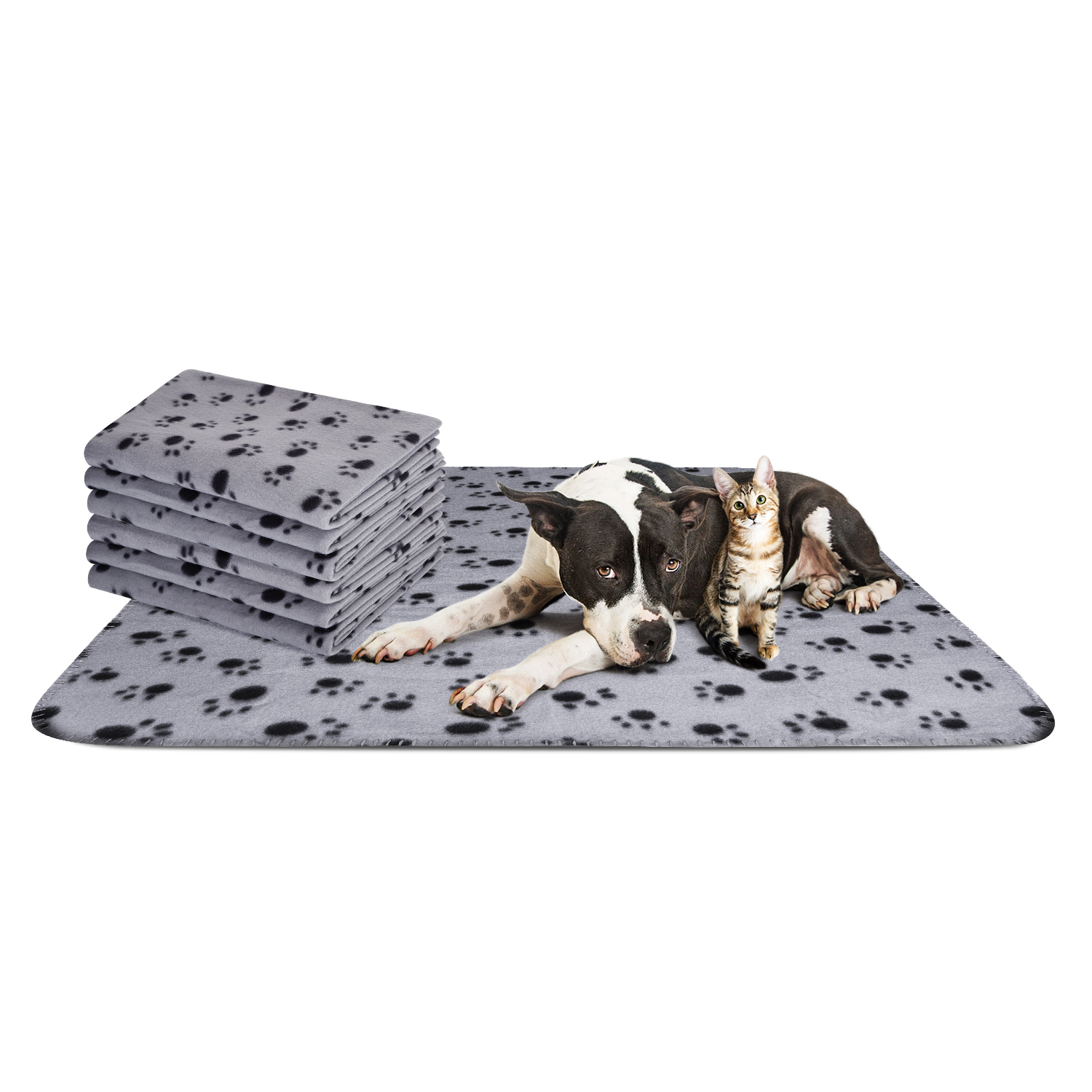 Manta de pelúcia macia Nobleza para cães, gatos e outros animais de estimação. Lavável. Pacote com 6 unidades. Cinza, 160 x 100 cm