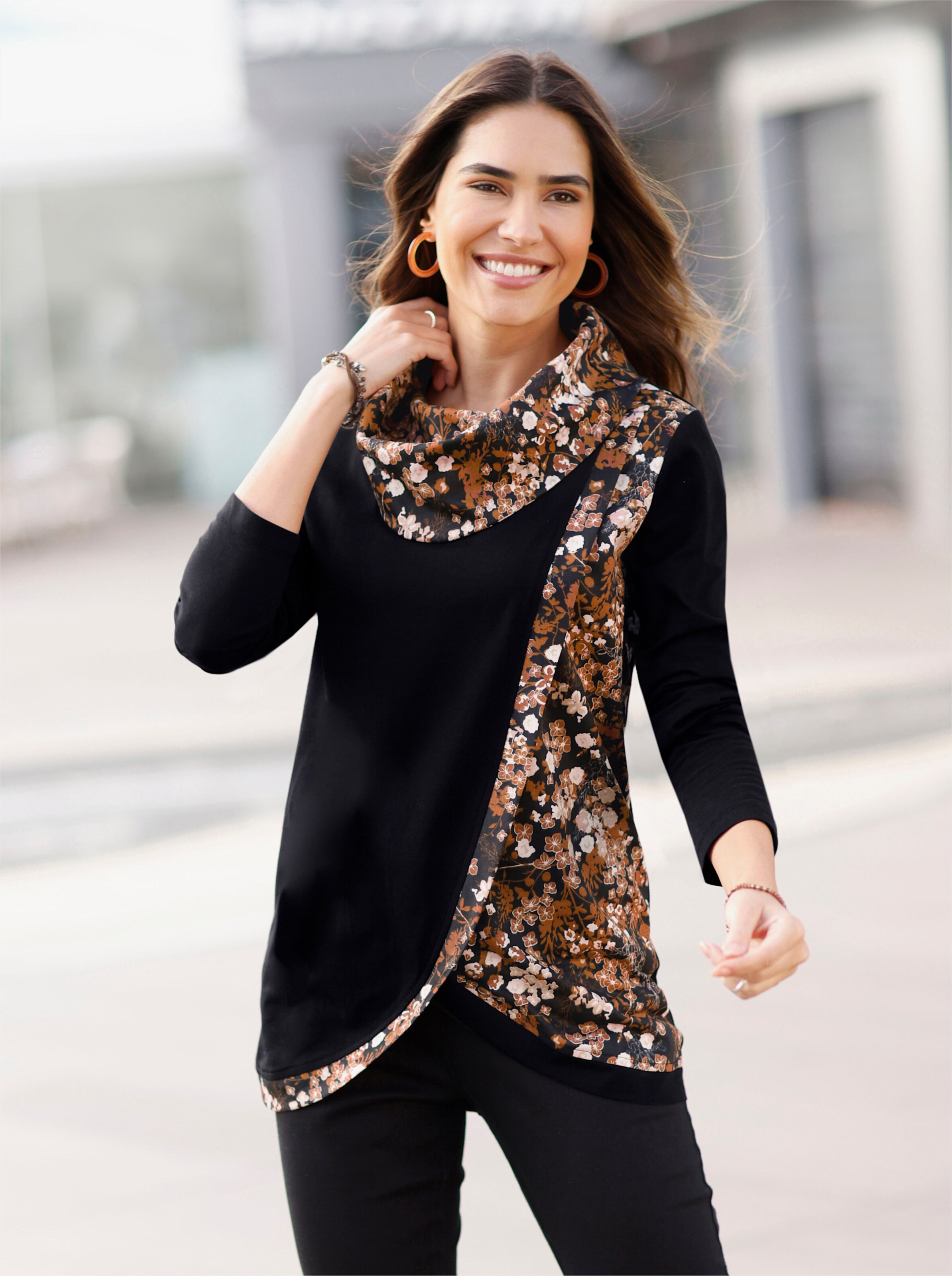 Longshirt mit floralem Druck