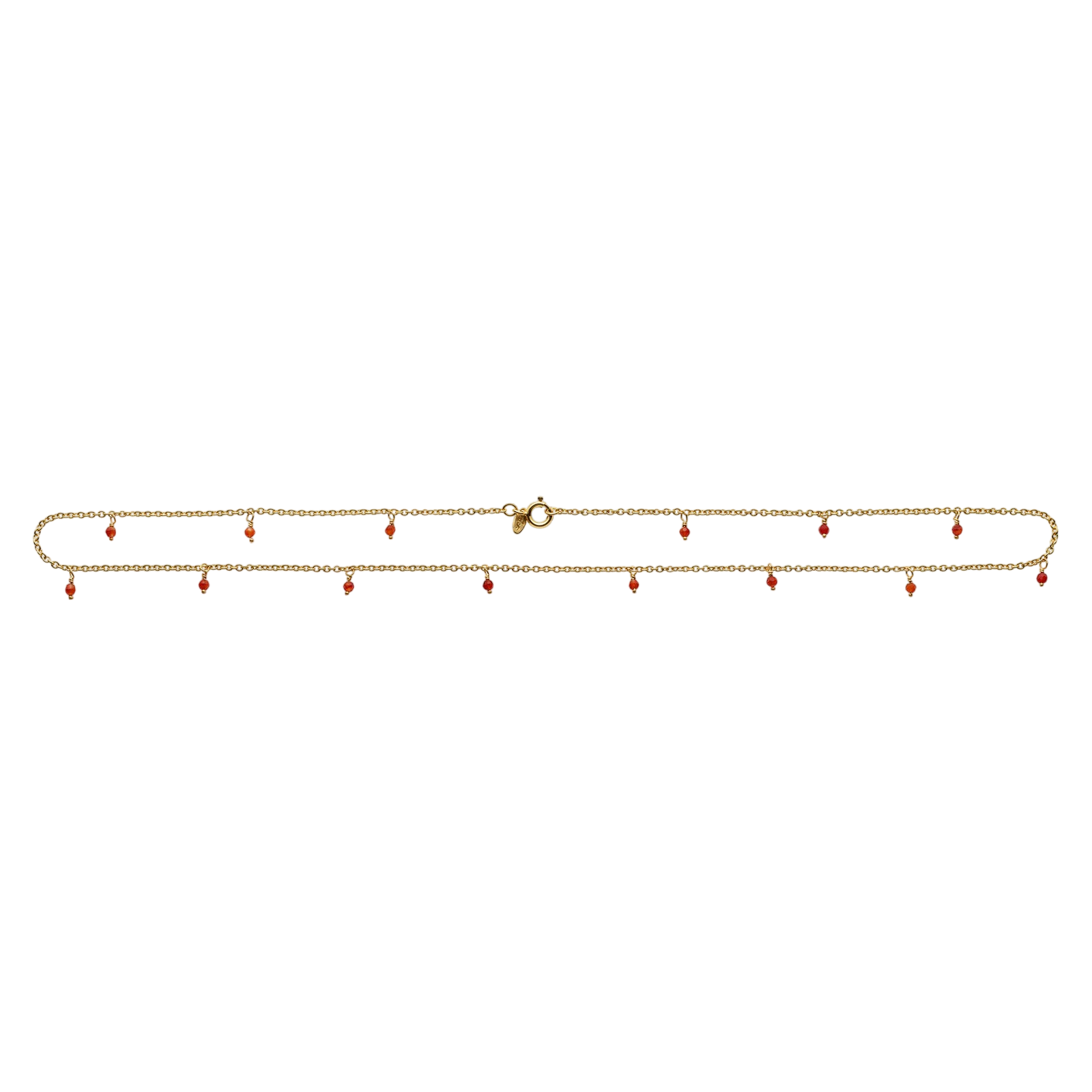 Collier mit 14 Carneol Steinen, vergoldet