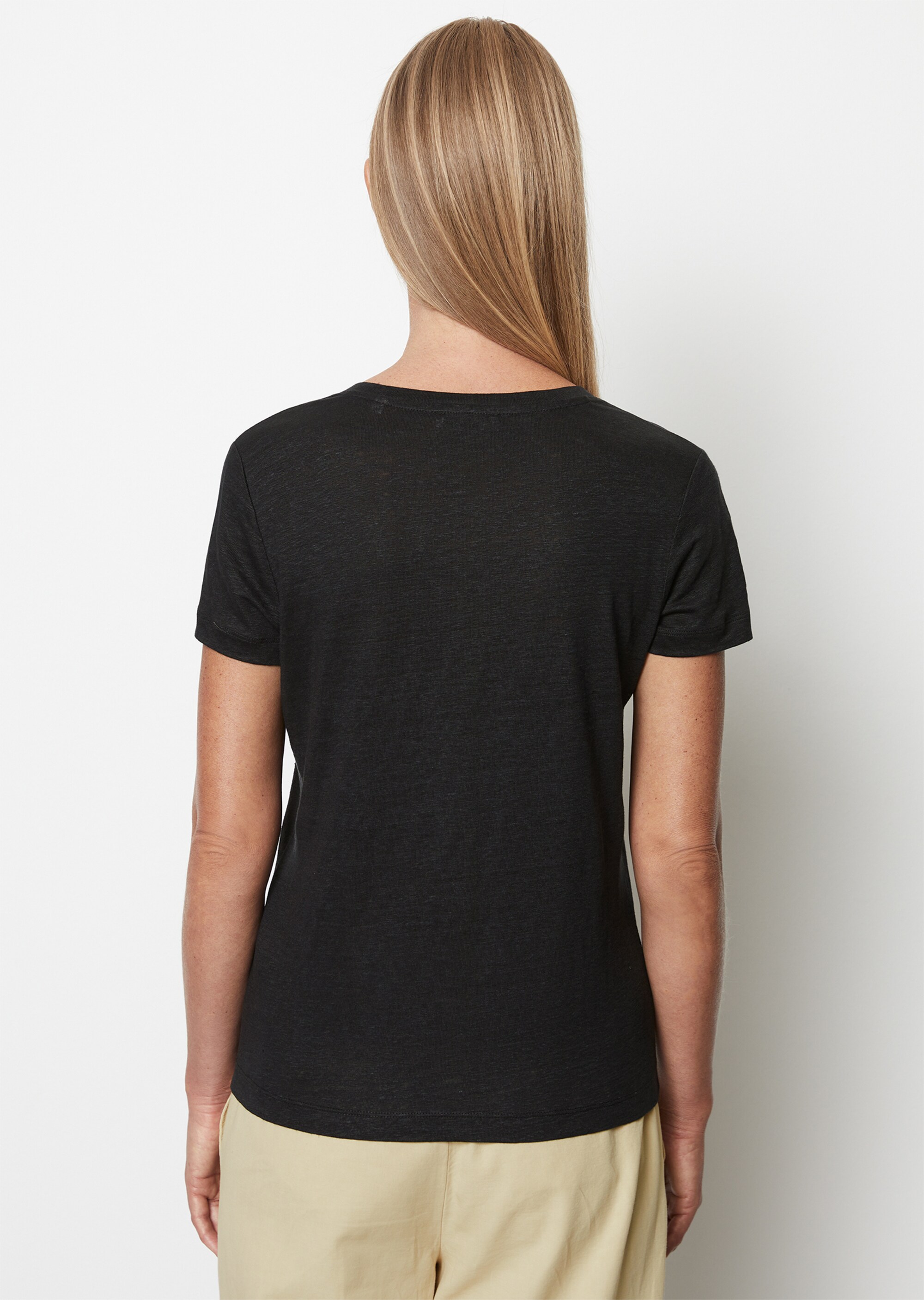 Leinen-V-Neck-T-Shirt regularaus hochwertiger Jersey-Qualität