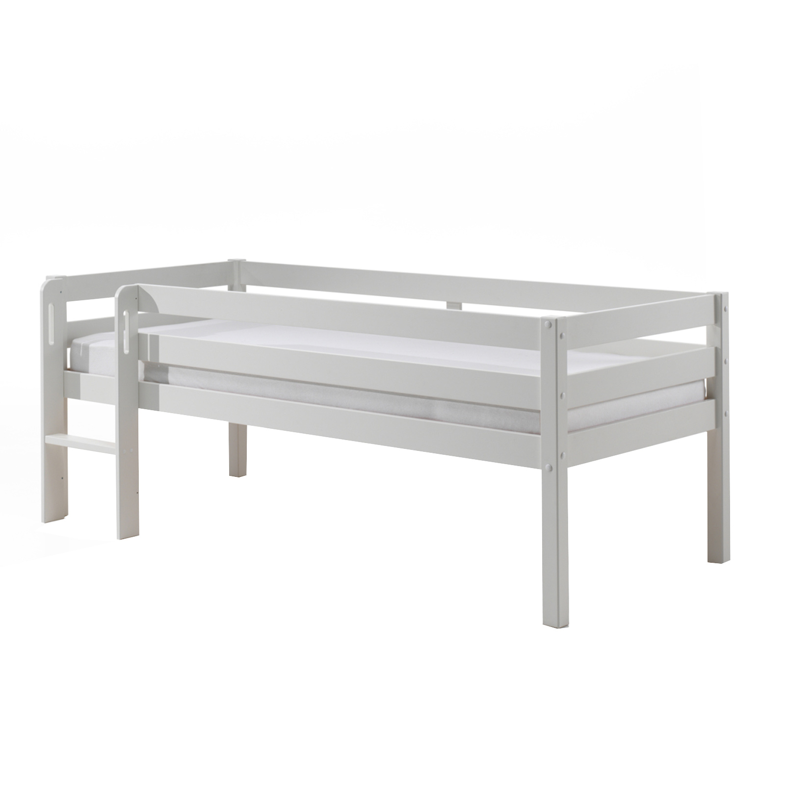 Kojen-Spielbett - weiß - Leiter - Rolllattenrost - 90x200 cm