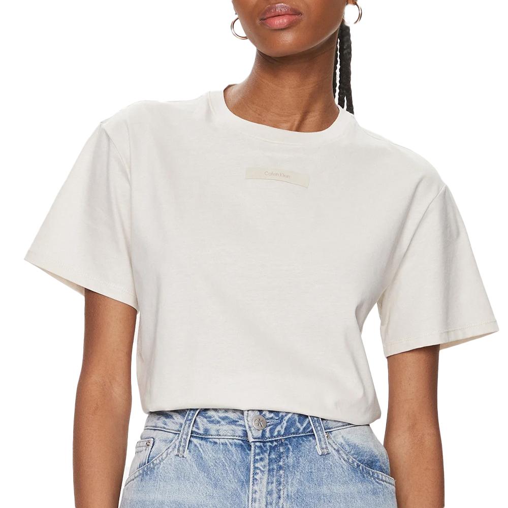Calvin Klein Jeans T-shirt Écru Femme Calvin Klein Micro Logo