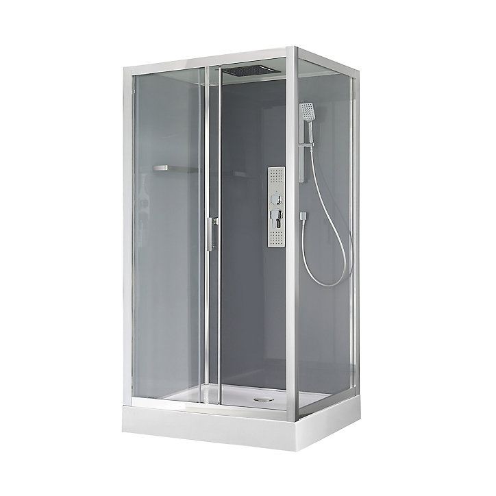 Cabine de douche hydromassante droite chromé GoodHome Beloya 80 x 120 cm