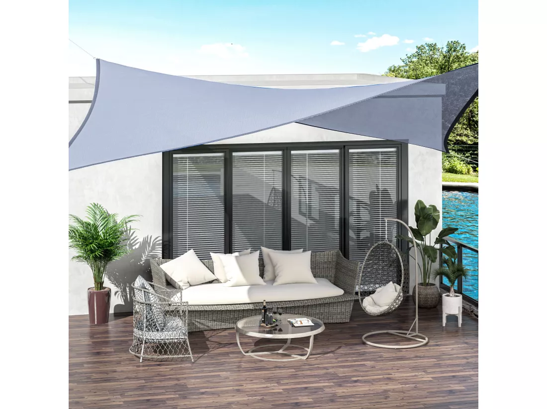 Voile d'ombrage rectangulaire anti-UV HDPE 4L x 3l m gris