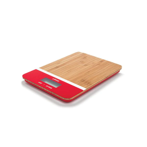 Balance de cuisine bambou rouge rectangulaire Pebbly