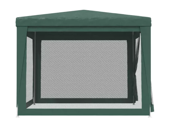 Tente de fête avec 4 parois latérales en maille Vert 3x3 m PEHD