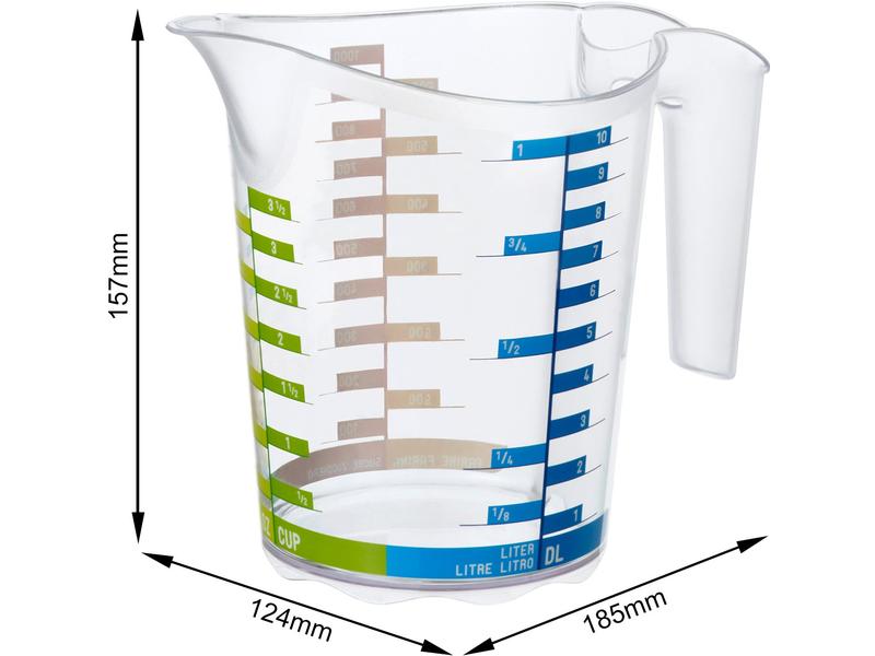 Rotho Messbecher Domino Dekor 10 dl, Transparent Mess-Becher