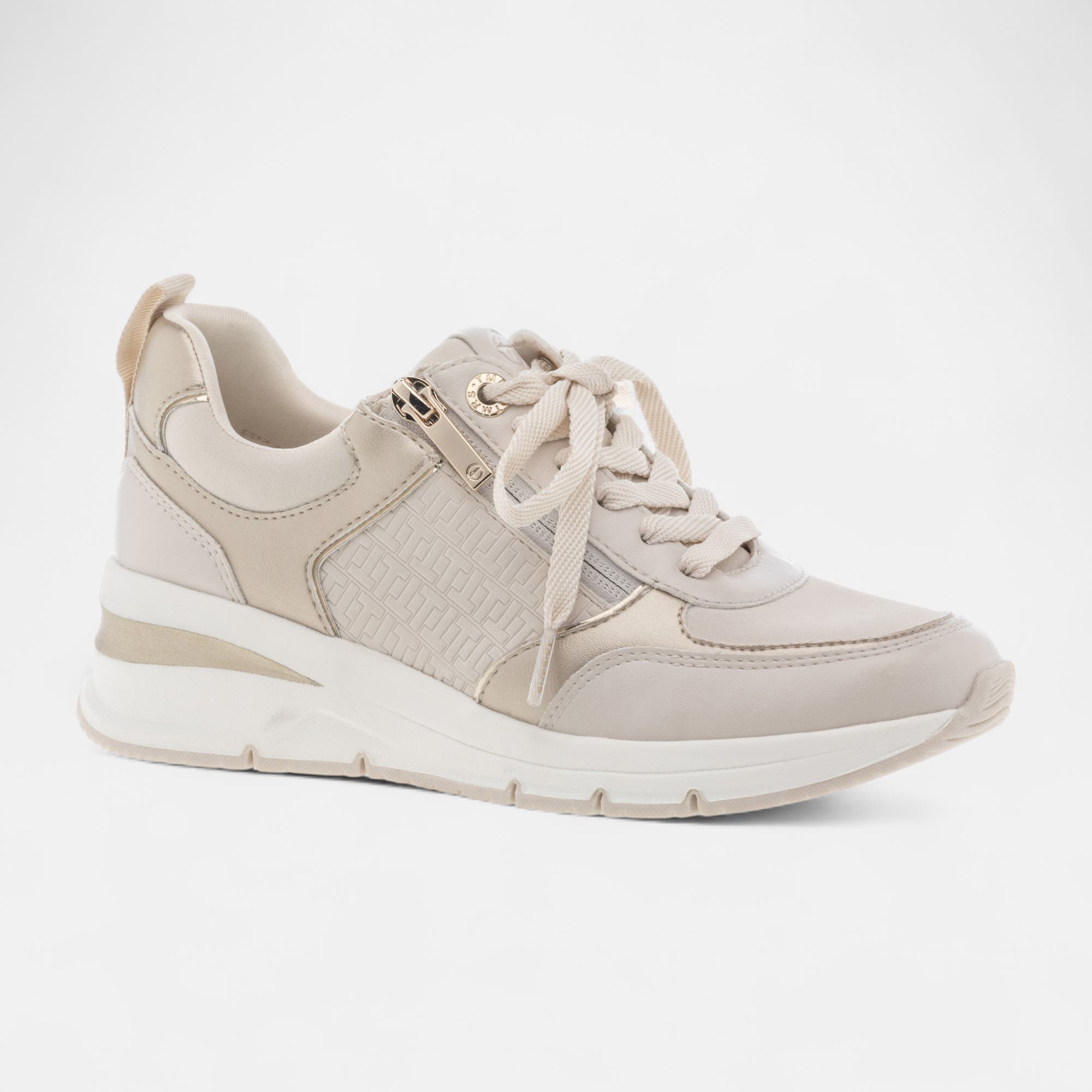 Baskets basses à talon compensé Femme beige