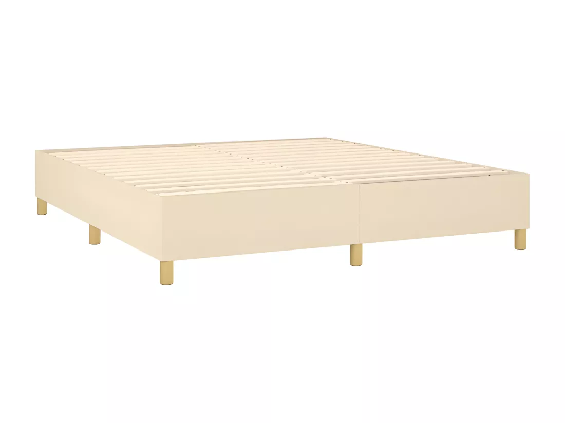 Sommier tapissier avec matelas et LED Crème 160x200 cm Tissu