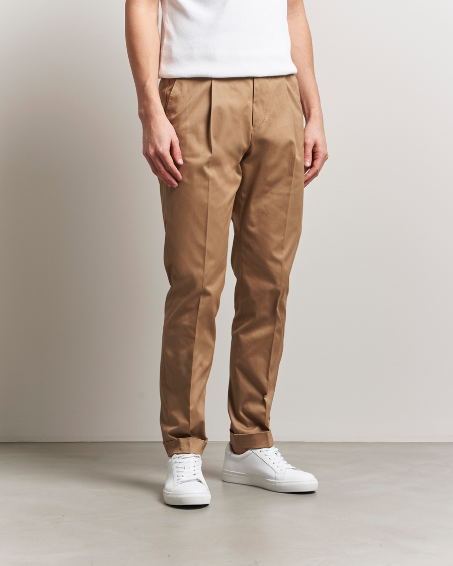 Tiger of Sweden Tenuta Pleated Cotton Trousers Beige