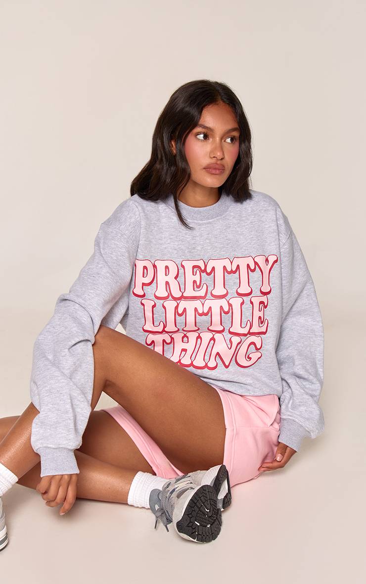 Gris Sweat-shirt À Enfiler Chiné Prettylittlething Imprimé