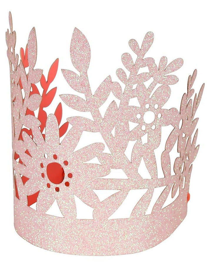 Party-Hüte PINK CROWN 8-teilig mit Glitzer in rosa