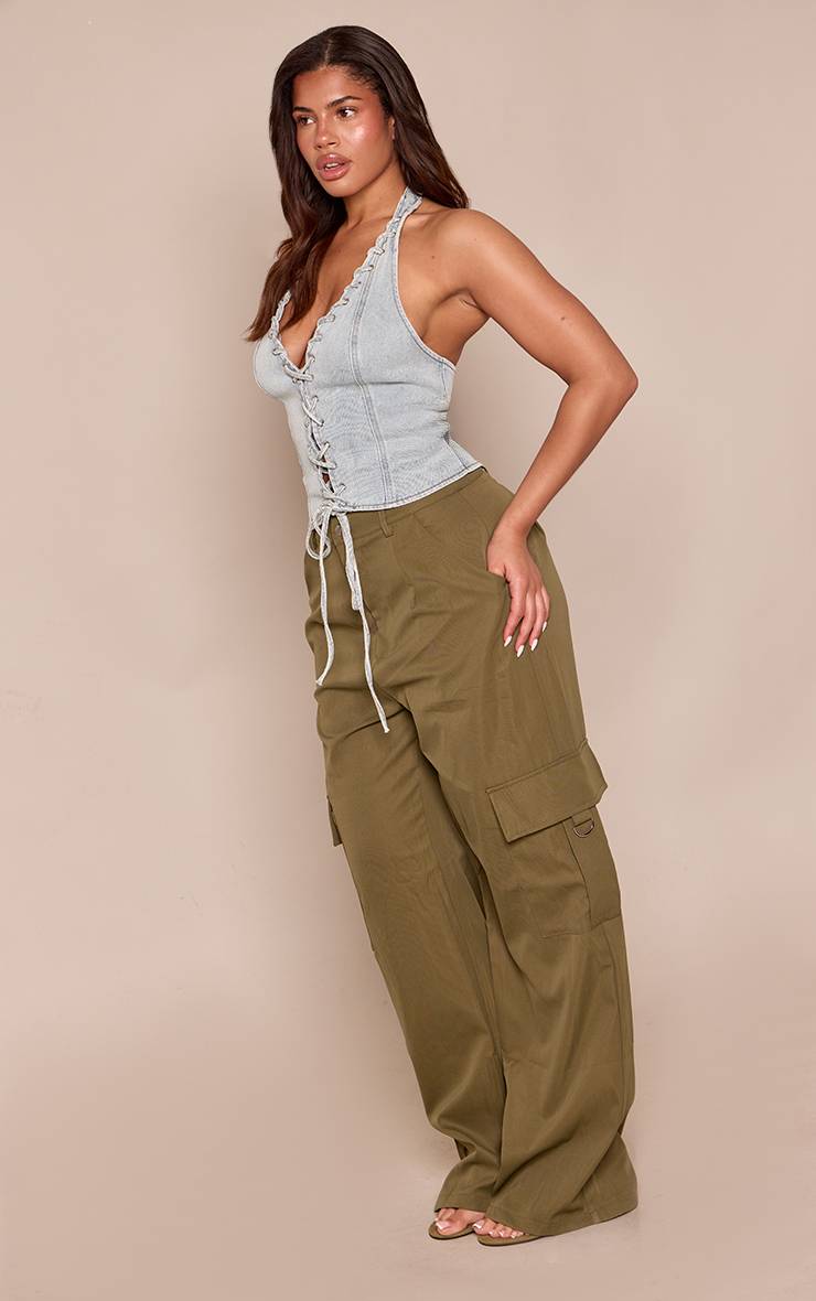 Bleu Top Corset En Denim Clair À Laçage Shape Light