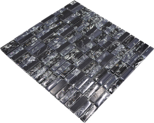 Glasmozaïek met natuursteen XIC S1228 zwart 32,2x31 cm