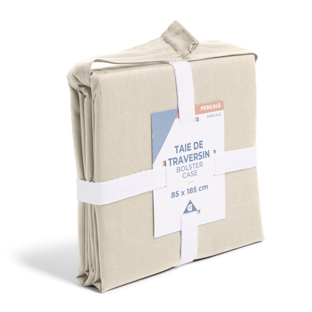 Taie de traversin 85x185cm 100% coton percale beige