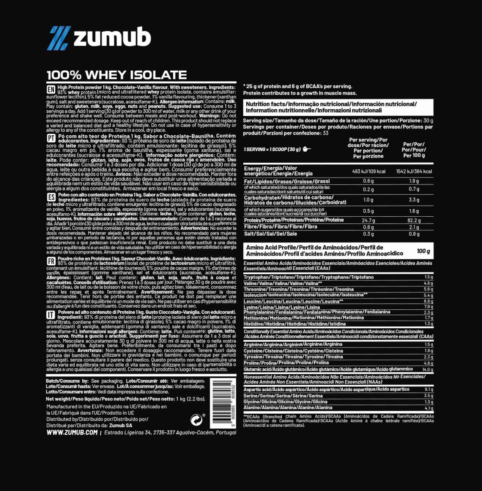 Zumub 100% Whey Isolate 30g