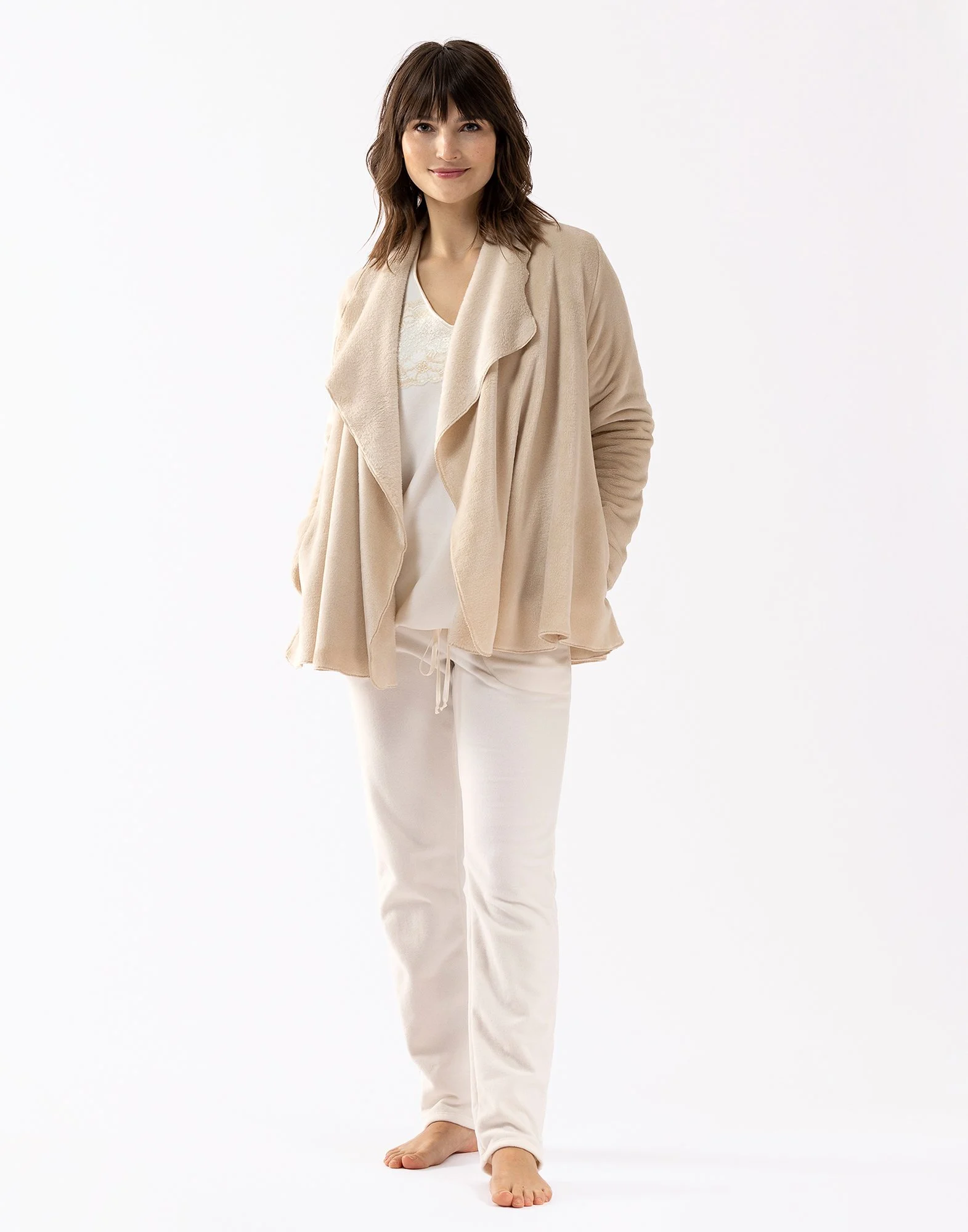 ESSENTIEL 873 - Veste en peluche flanelle | Beige
