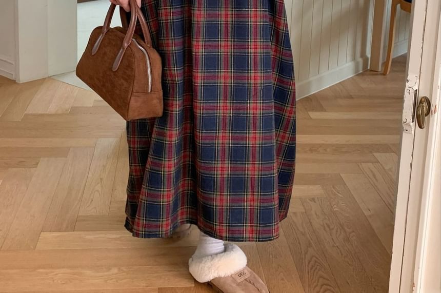 Chubby Girl - Mouwloze geruite midi-jurk