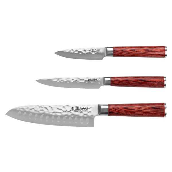 Coffret couteaux Santoku + Universel + Office Wusaki Pakka X50 Wusaki