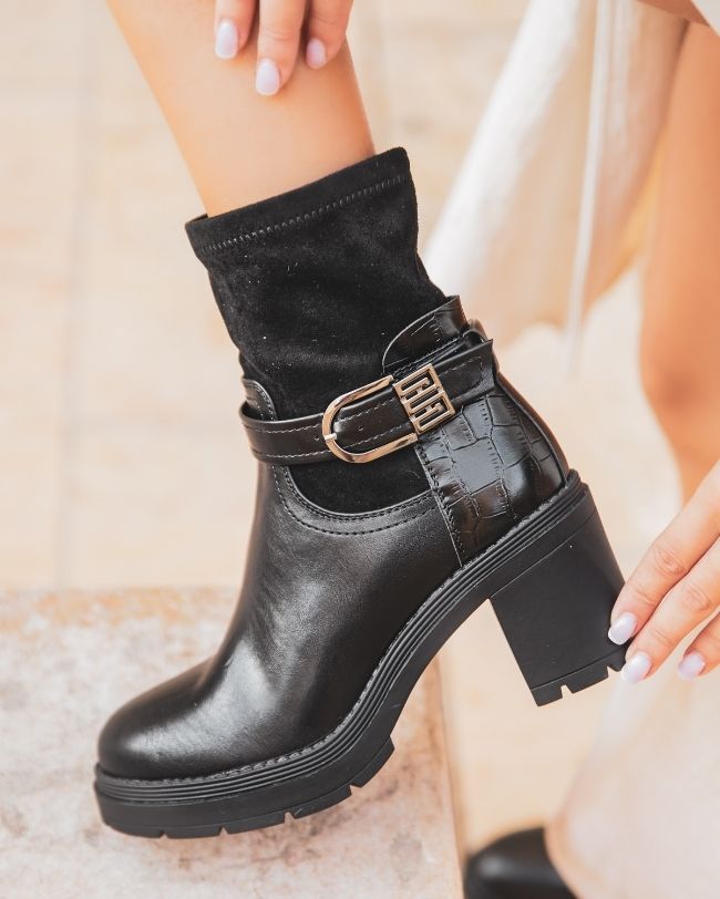 Bottines femme noires à talon - Grace