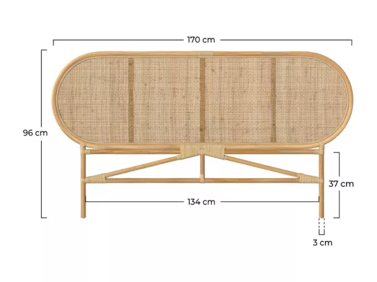 Tête de lit en rotin naturel 140 cm - Navahino
