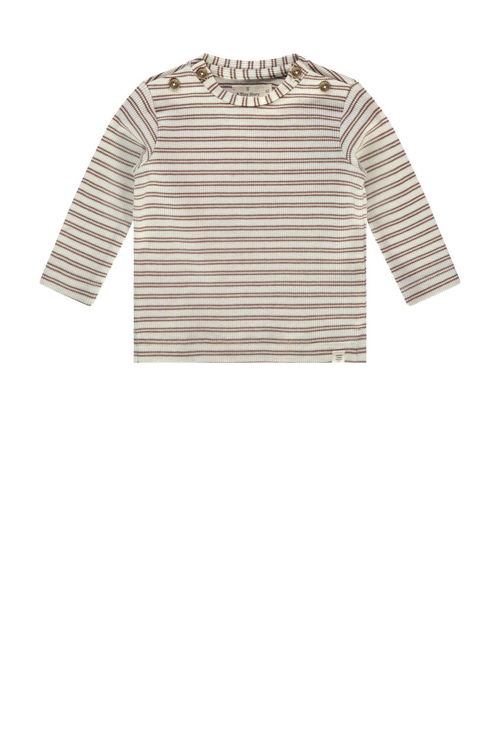 A Tiny Story baby gestreepte longsleeve bruin/ecru
