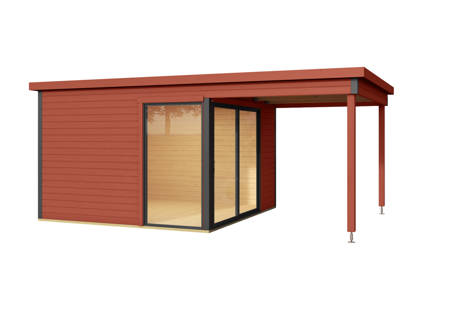 Gartenhaus DOMEO 2 - schwedenrot-anthrazit - Fichte massiv - 504,4x300 cm