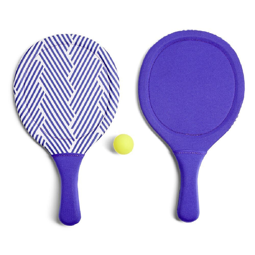 Lot de 2 raquettes de plage + 1 balle adulte 2118C plastique bleu