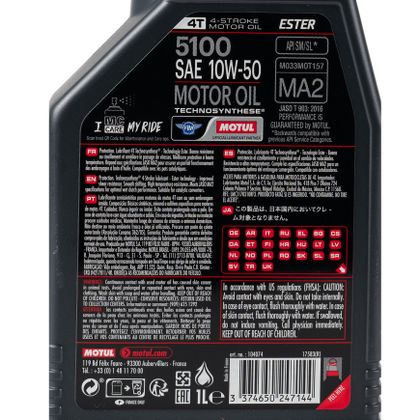 Huile moteur Motul 5100 10W50 1L Universel