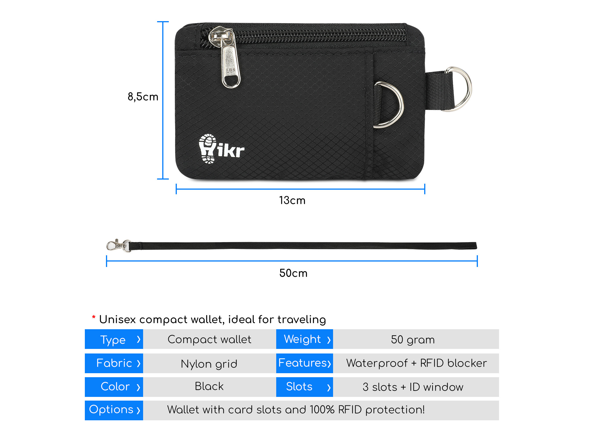 Hikr Reisportemonnee  - Black