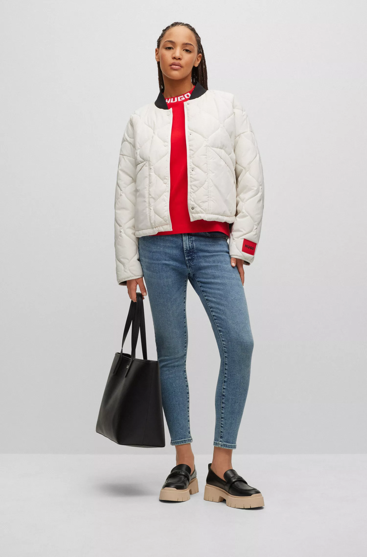 Calça jeans skinny vermelha HUGO em denim stretch azul-verão