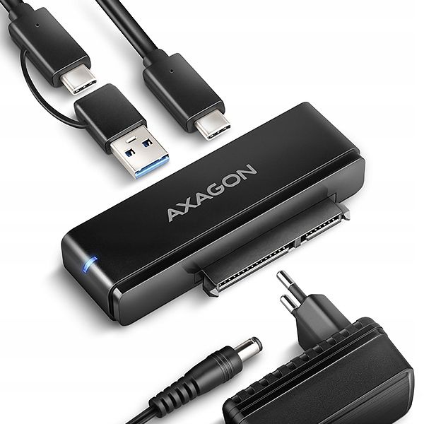 AXAGON Adaptador USB-C 3.2 Gen2 10G- SATA SSD/HDD FASTPortX iclui carregador