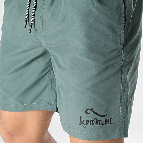 Short De Bain Logo 2 Vert Kaki Foncé Noir