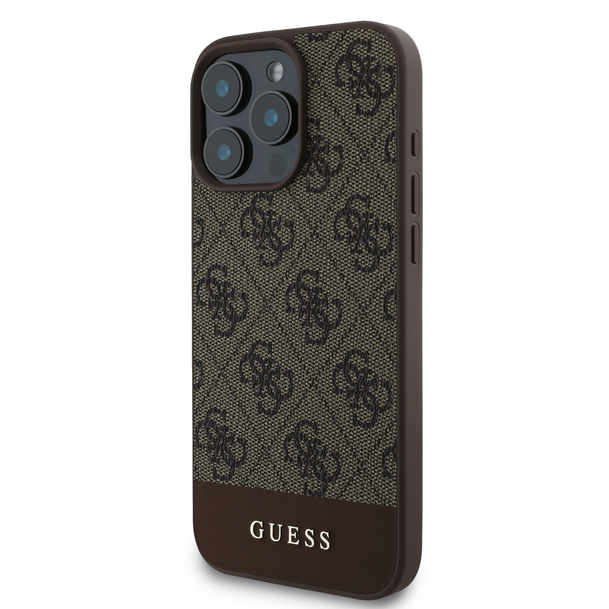 iPhone 16 Pro Leder Hardcase Hülle 4G Bottom Stripe (GUHCP16LG4GLBR) - Braun