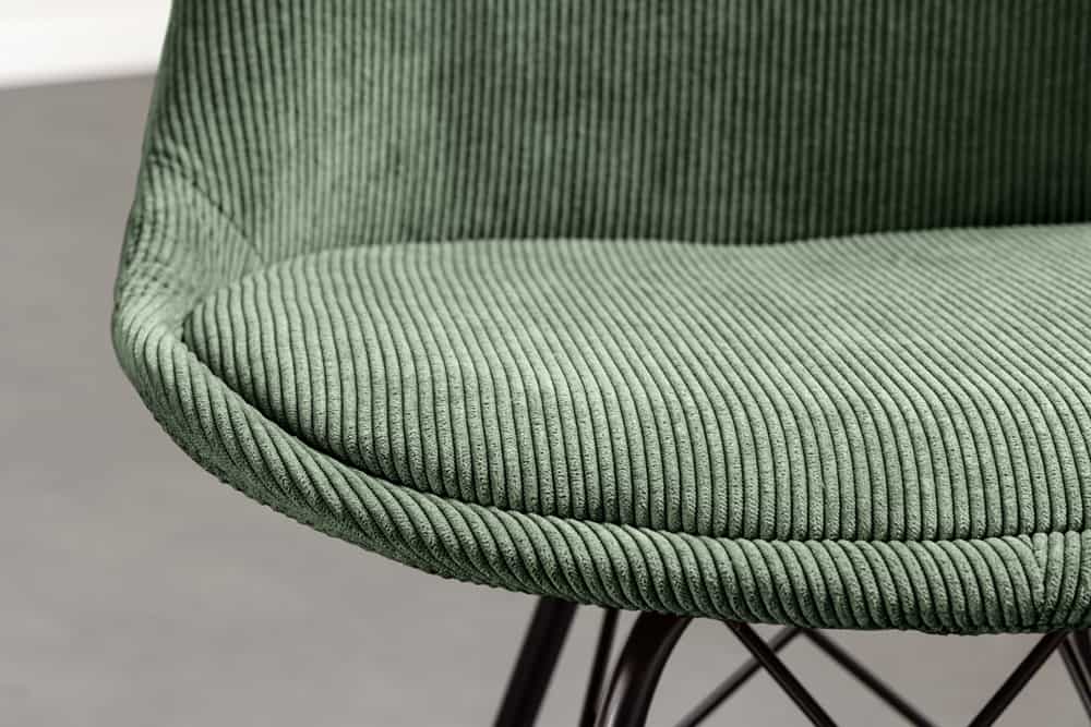 Design Stuhl SCANDINAVIA MEISTERSTÜCK grün Cord schwarz Metall-Gestell