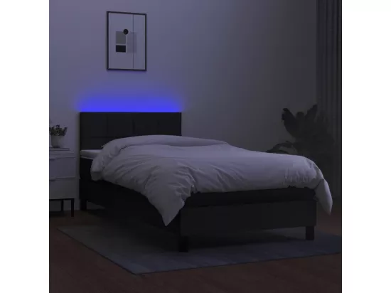 Sommier tapissier avec matelas et LED Noir 90x190 cm Tissu