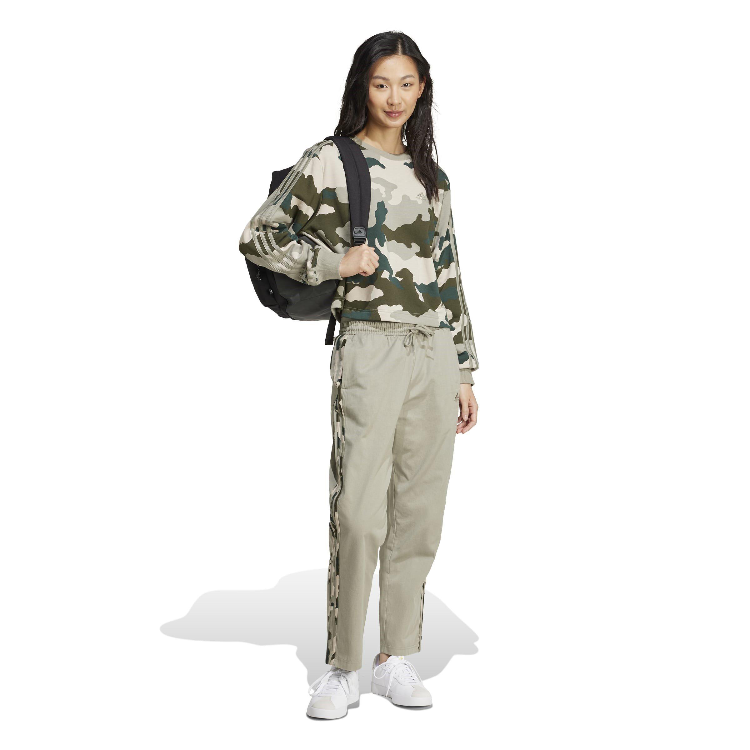 adidas Essentials 3-Stripes Camo-Print Cropped Sweatshirt womens