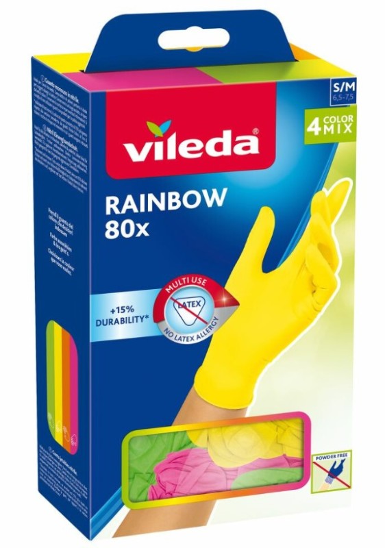 Vileda Rainbow Handschoenen M/L 80 Stuks