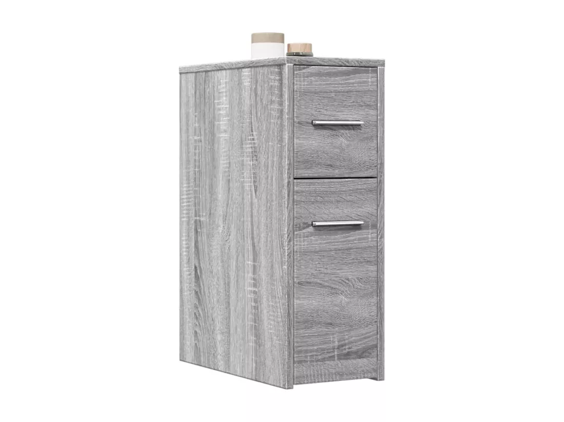 Armoire de salle de bain étroite avec roulettes sonoma gris