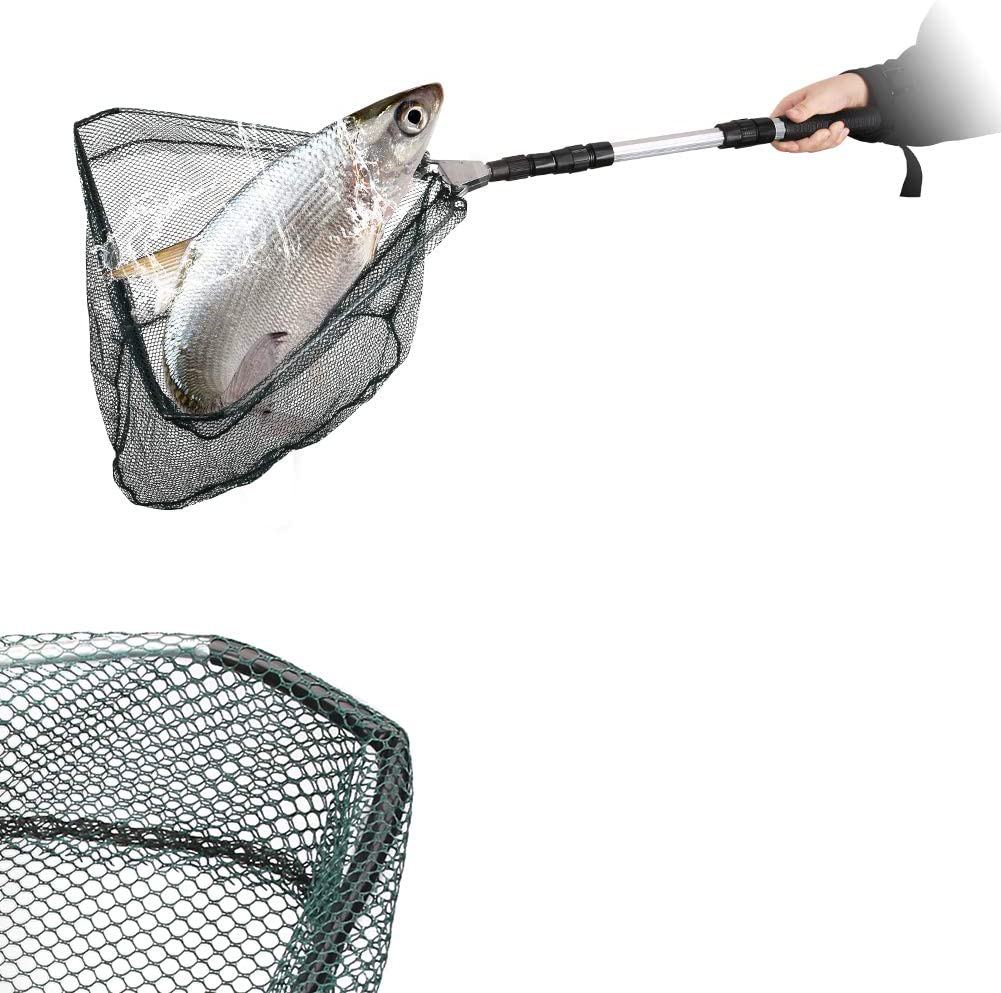(110-210cm) Faltbarer Angel Kescher Teleskop Fischernetz - Silber / Grün
