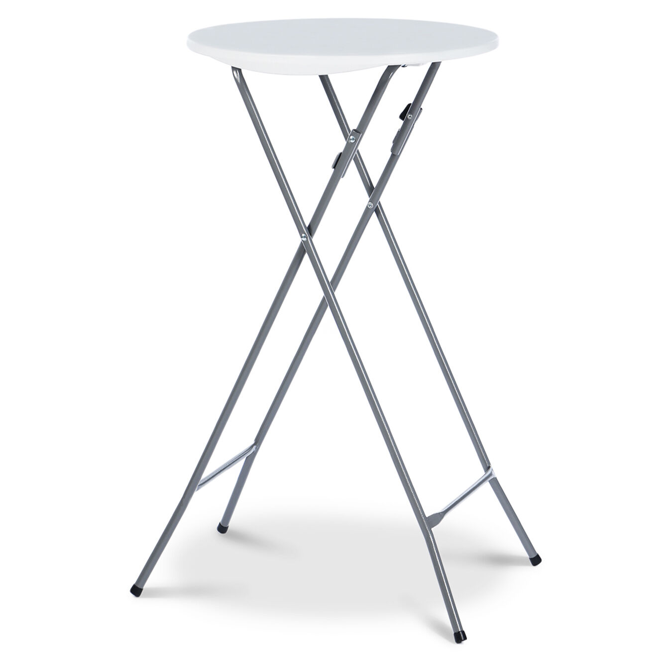 Inkazen 2 Tables hautes de réception pliantes + housses blanches  gris/blanc - 60x60x105 cm
