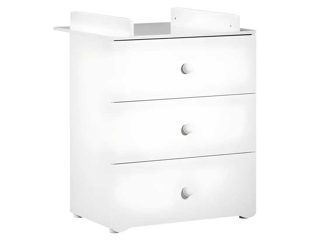 BABY PRICE New Basic Commode a langer 3 tiroirs - Boutons boule blancs